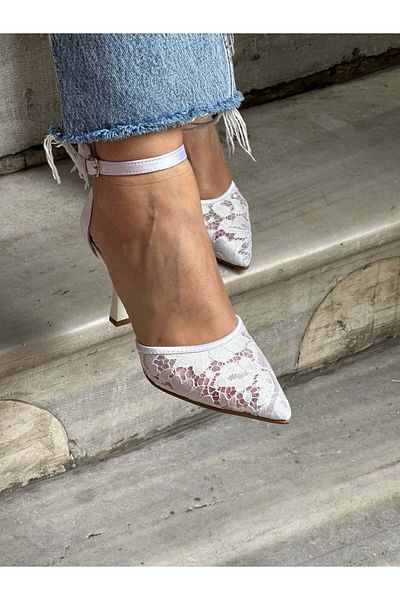 Atelierby DS White Lace Women's Wedding Dress and Evening Dress Shoes