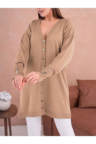 Modamorfo V-Neckprime Buttoned Knitwear Mink