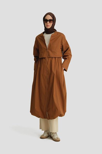 Armine Topcoat with Balloon Skirt 25Y8205 Tan