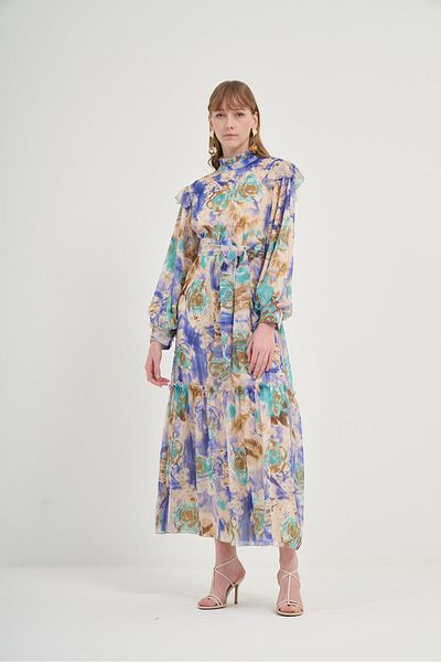 FTZ WOMEN Women's Silk Chiffon Dress Purple 31038