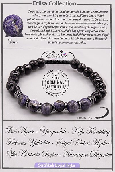 Erilsa Certified Aaa+ Quality Real Obsidian - Cheroite Stone Bracelet - Adjusted
