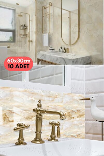 Munico 10 Adet Su Geçirmez Sarı Duvar Stickerı 3D Duvar Dekor Duvar Kağıdı Ba...