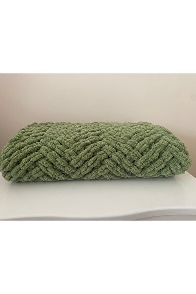 Alize Puffy Green Knitted Baby Blanket