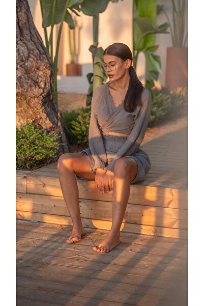 Miss Boheme شورت موسلين باللون الرمادي