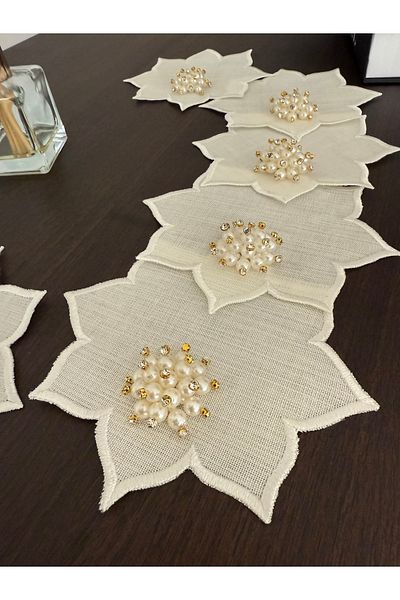 NURHAN HOME COLLECTION 6 Star Model Gold Pearl Coffee Side Cocktail Presentation Napkins