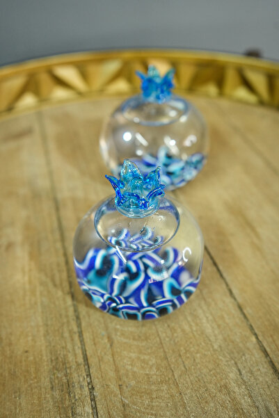 caMekan Ev Hediyesi Cam Nar Seti (2Lİ SET) Dekoratif Obje Biblo Sehpa Süsleri...