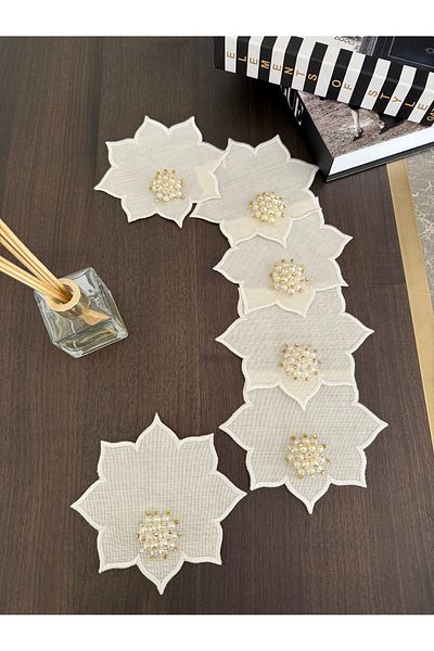 NURHAN HOME COLLECTION 6 Star Model Gold Pearl Coffee Side Cocktail Presentation Napkins