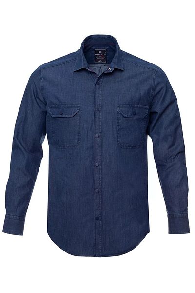 tambattal Cămașă de iarnă din denim albastru de mărime mare cu mâneci lungi