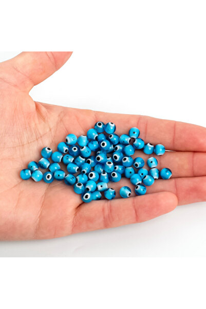 yfhobi 5 Adet - 6 mm Yuvarlak Cam Nazar Takı Aparatı, Turkuaz Renk Nazar Bonc...