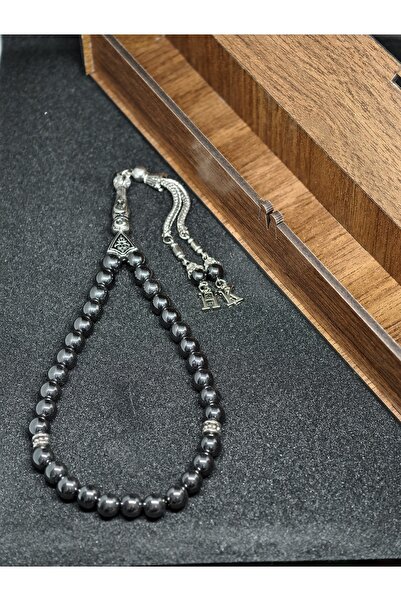 BellevieStore Hematit Kişiye Özel Doğal Taş Tesbih Baş Harf Işlemeli
