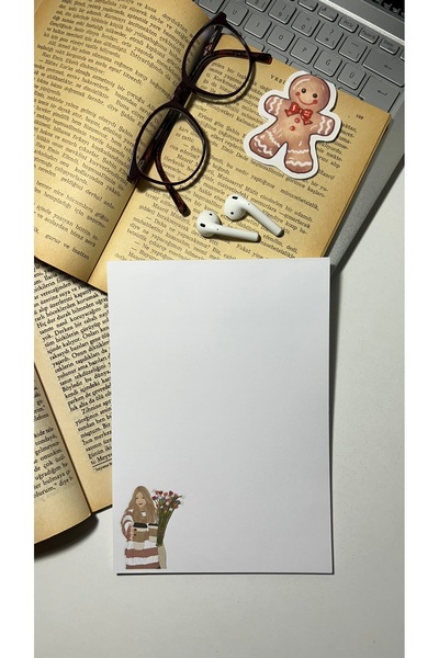 Handeto Kraft لوحة ملاحظات بنمط القهوة والزهور - دفتر ملاحظات مقاس A5، دفتر ملاحظات مع فحص وغراء