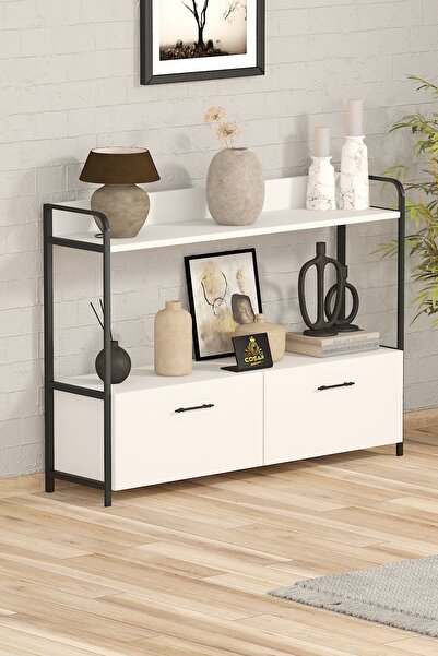 Cosargroup Dekoratif 2 Kapaklı   Çok Amaçlı Dresuar Konsol Tv Ünitesi Kahve K...