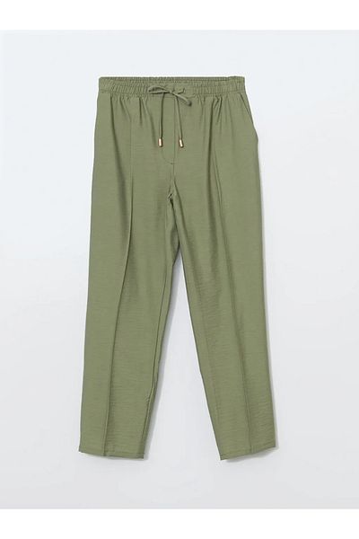 LC Waikiki Lcw Modest Khaki Women's Elastic Waist Pants
