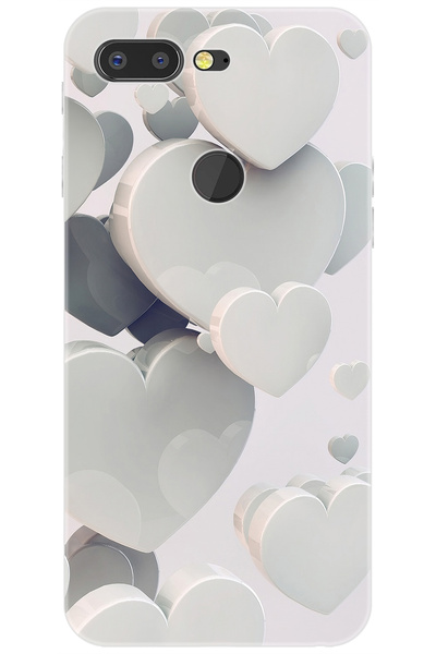 General Mobile GM 9 PRO Uyumlu Kılıf Desen Baskılı Silikon Beyaz Kalpler STK:...
