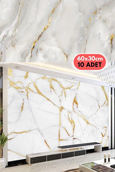 Munico 10PC 60x30 Cm Kendinden Yapışkanlı Vinil 3D Şık Fayans Duvar Yapıştırma Duvar Kağıdı Dekorasyon