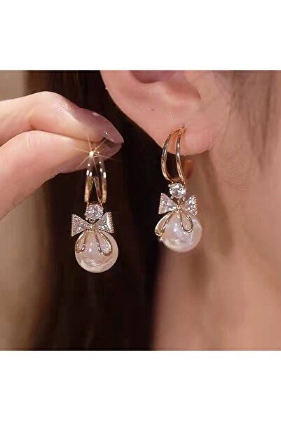 Choice 7560-أقراط نسائية ذهبية من قطعتين بتصميم فيونكة عصرية أوروبية وأمريكية...