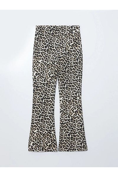 LC Waikiki Lcwaikiki Classic Brown Elastic Waist Leopard Print Women's Trousers