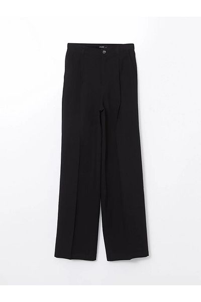 LC Waikiki Xside Black Loose Fit Linen Blended Women's Trousers