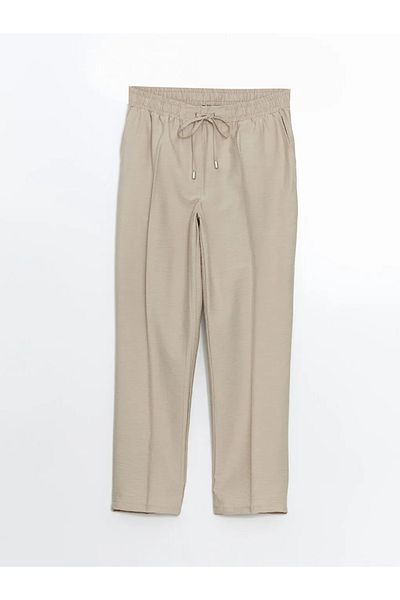 LC Waikiki Modest Beige Elastic Waist Women's Trousers