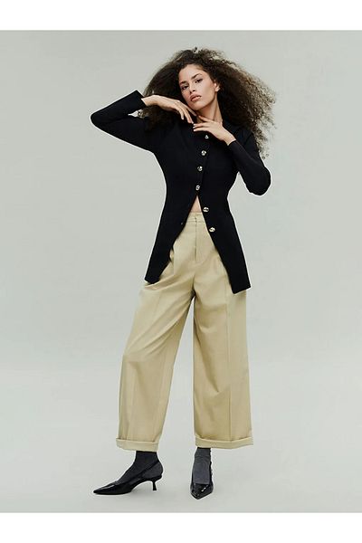 LC Waikiki Lcw Modest Beige Loose Fit Linen Blended Women's Trousers