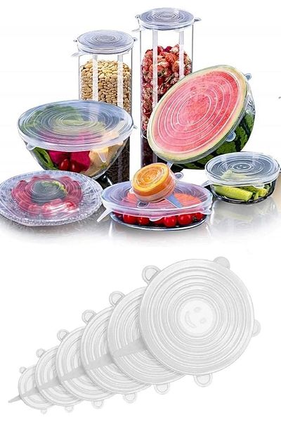 EUROLUXE 6Pcs Fresh Keeping Food Storage Stretch Cover Set Silicone Stretch Cover Food Cap
