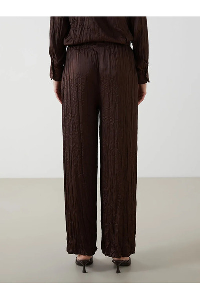 LC Waikiki LCW Modest Kahverengi Beli Lastikli Geniş Paça Kadın Pantolon