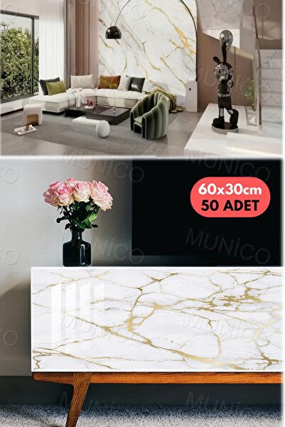 Munico 50 Adet 60 Cm Vinil Banyo Mutfak Yer Döşeme Köpük Fayans Gerçekçi  Mer...