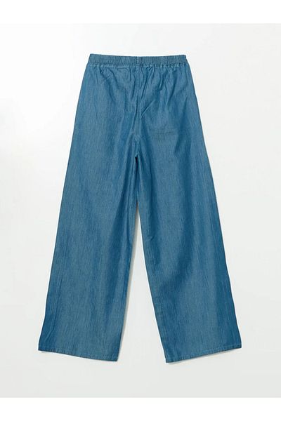 LC Waikiki Lcw Modest Indigo Elastic Waist Wideleg Women's Jean Pants
