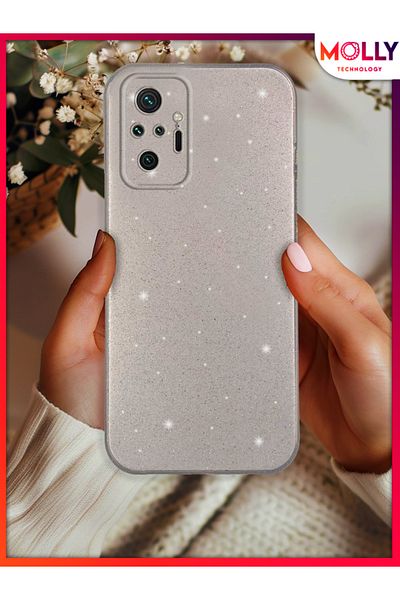 Molly حافظة سيليكون لامعة فضية اللون لهاتف Xiaomi Redmi Note 10 Pro