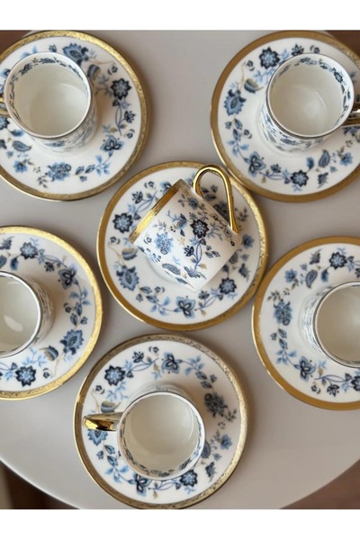 ROY KING ESTERHOMEDECOR 6-Person Porcelain Coffee Cup Set, do not use in the dishwasher