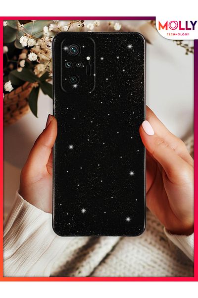Molly حافظة سيليكون لامعة باللون الأسود التوتي الفضي لهاتف Xiaomi Redmi Note 10 Pro