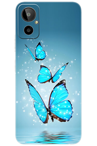 General Mobile GM 23 SE (G314) Uyumlu Kılıf Desen Baskılı Silikon Mavi Kelebe...