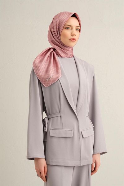 Armine Patterned Pure Silk Twill Scarf 9307- 33