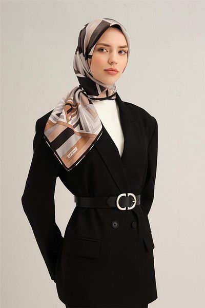 Armine Patterned Pure Silk Sura Scarf 9336- 85