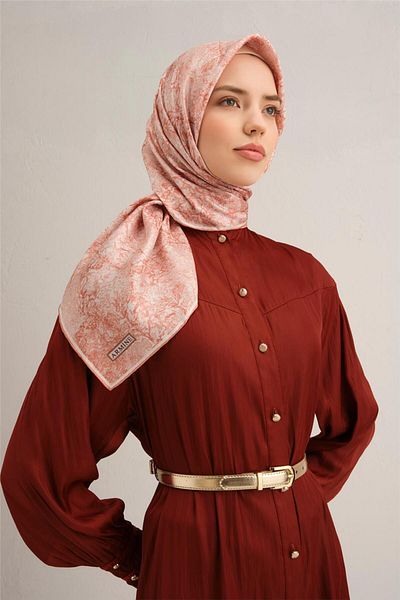 Armine Patterned Pure Silk Twill Scarf 9311- 02