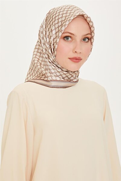 Armine Geometrik Desenli Twill Saf İpek Eşarp 9226D 11