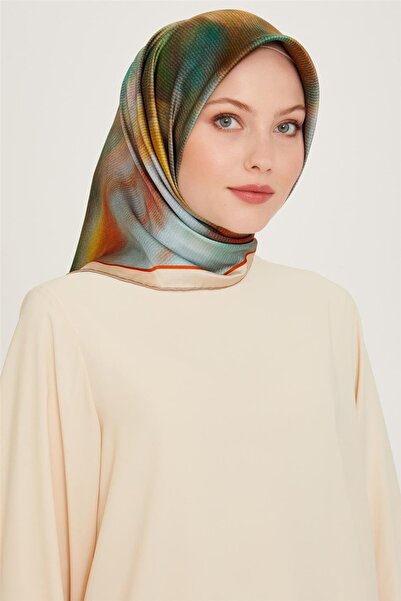 Armine Soyut Desenli Twill Saf İpek Eşarp 9233D 34