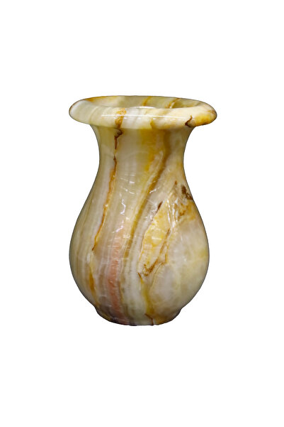 taru pasaj Doğal Oniks Taş Lale Vazo – Şık ve Dekoratif El İşçiliği