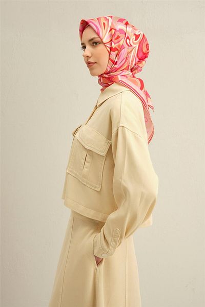 Armine Patterned Pure Silk Sura Scarf 9323- 33