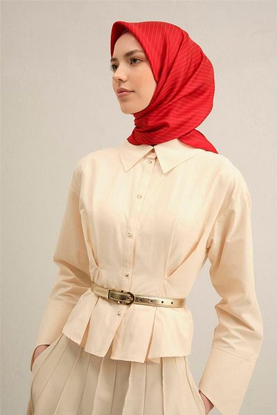 Armine Patterned Pure Silk Twill Scarf Model: 9348-85
