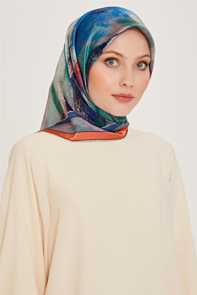 Armine Abstract Patterned Twill Pure Silk Scarf 9240D 36