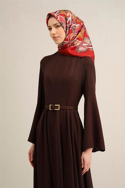 Armine Patterned Pure Silk Sura Scarf 9332- 85