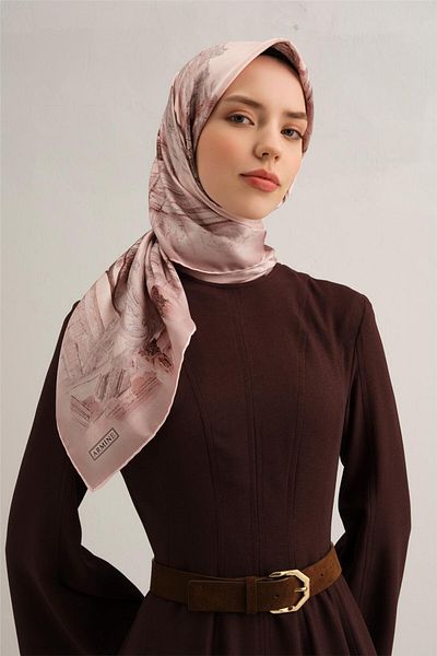 Armine Patterned Pure Silk Sura Scarf 9326- 32