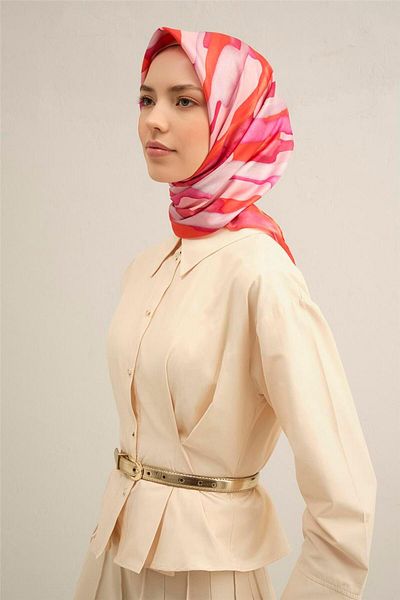 Armine Patterned Pure Silk Sura Scarf 9306- 53