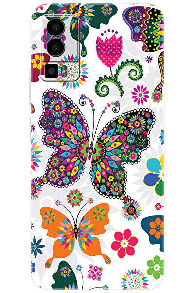 General Mobile GM 23 (G316) Uyumlu Kılıf Desen Baskılı Silikon Renkli Kelebek...