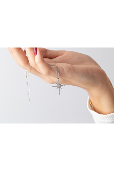 NİCE 925 Ayar Gümüş Kuzey Yıldızı Hayalet Kolye