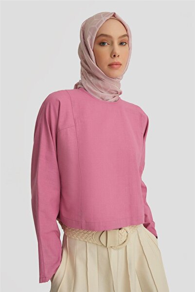 Armine Kup Dikiş Detaylı Basic Bluz 25y3715 Sümbül