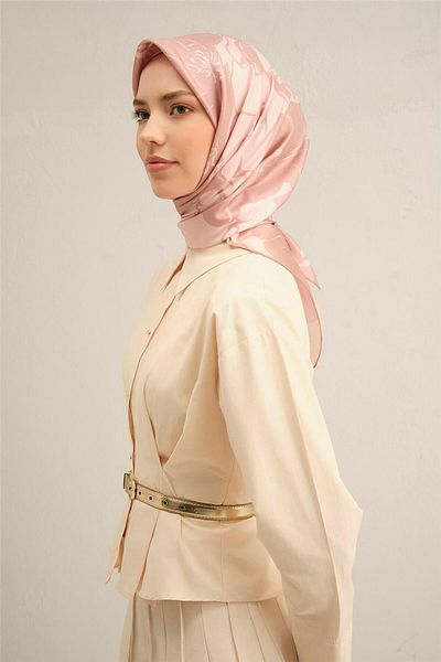 Armine Patterned Pure Silk Sura Scarf 9344- 32
