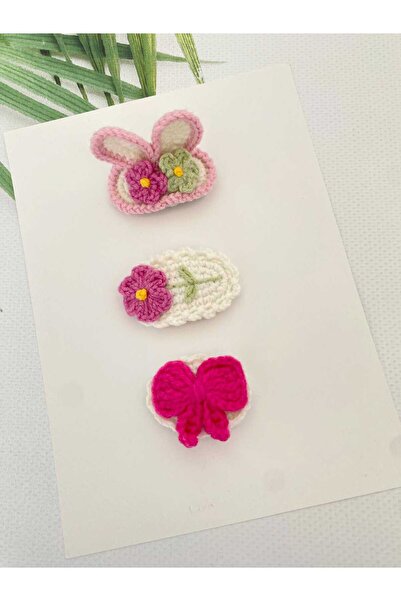 Kadın Girişimciler Atölyesi Rabbit Ear & Bow & Flower Set 3-Piece Hairless Ba...