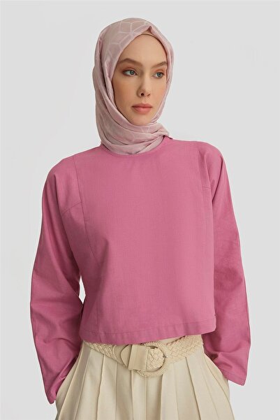 Armine Kup Dikiş Detaylı Basic Bluz 25y3715 Sümbül